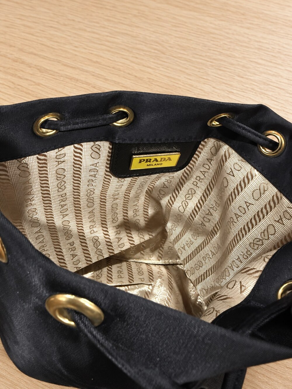 Prada Black Drawstring Makeup Bag | Metallic Accents - Picture 5 of 6